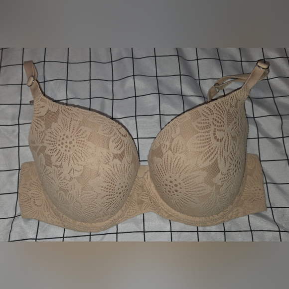 Aerie Beige Lace Floral Push-up Bra. Size 34D. - Picture 1 of 6